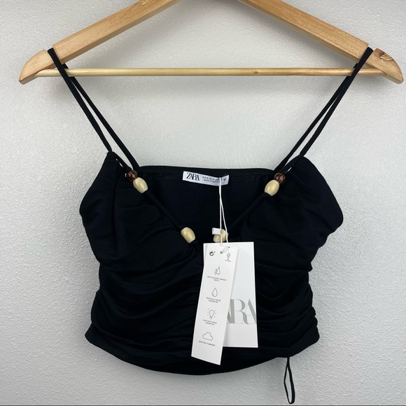NWT ZARA Black Beaded Top Size Small - Picture 8 of 11